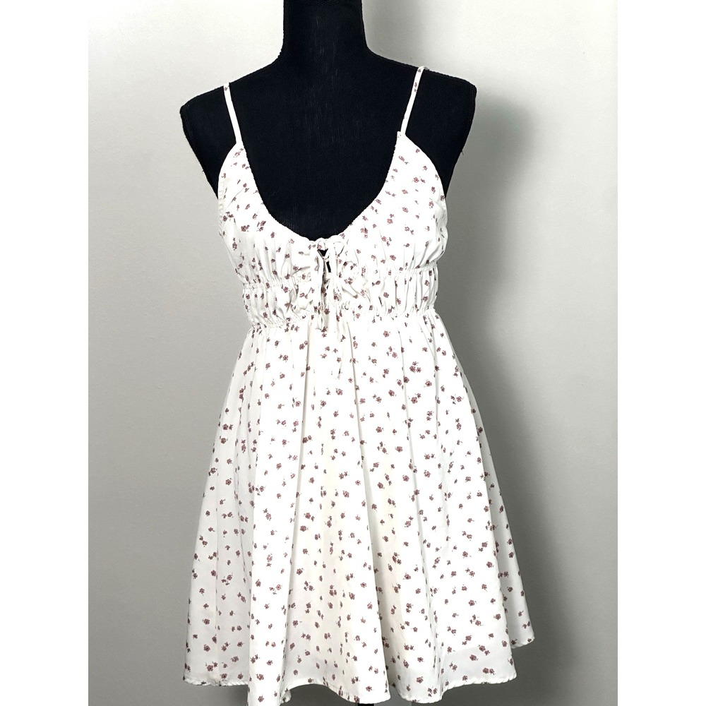Papaya White Floral Print Spaghetti Strap Midi Dress